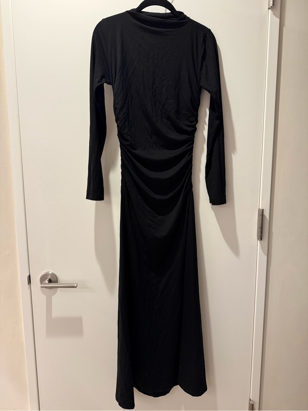 Reformation | Dresses | Reformation Black Longsleeve Ruched Maxi Dress